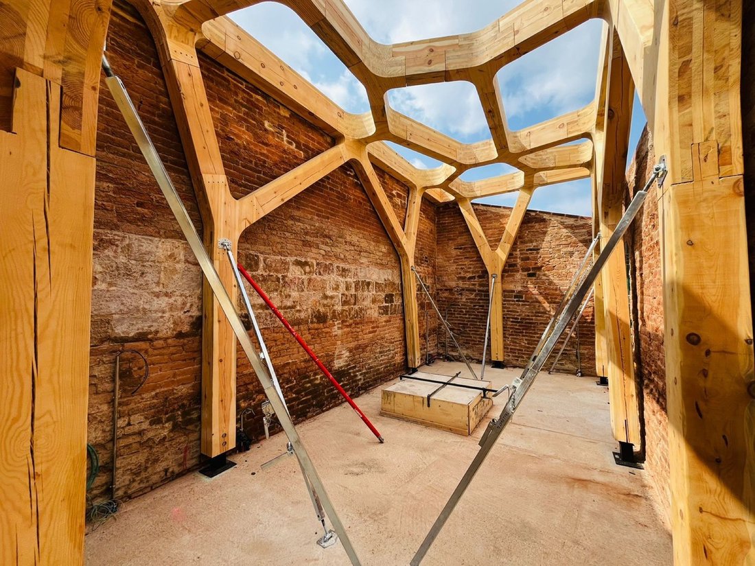 The frame under construction.