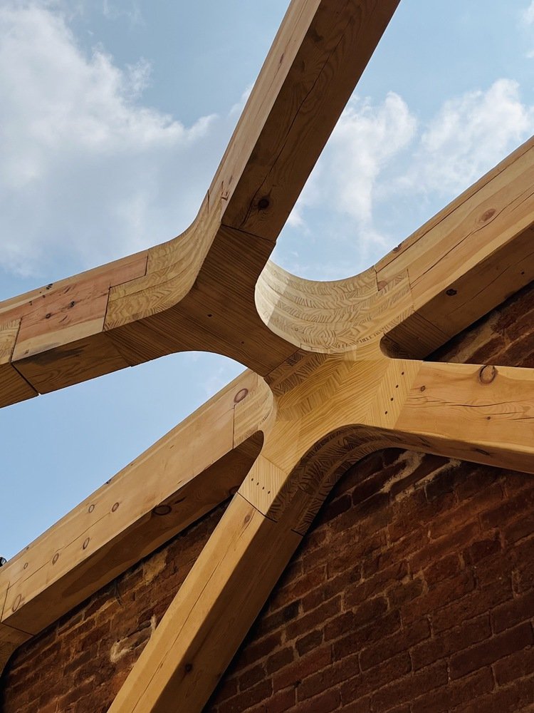 Detail of a 3D node during construction.