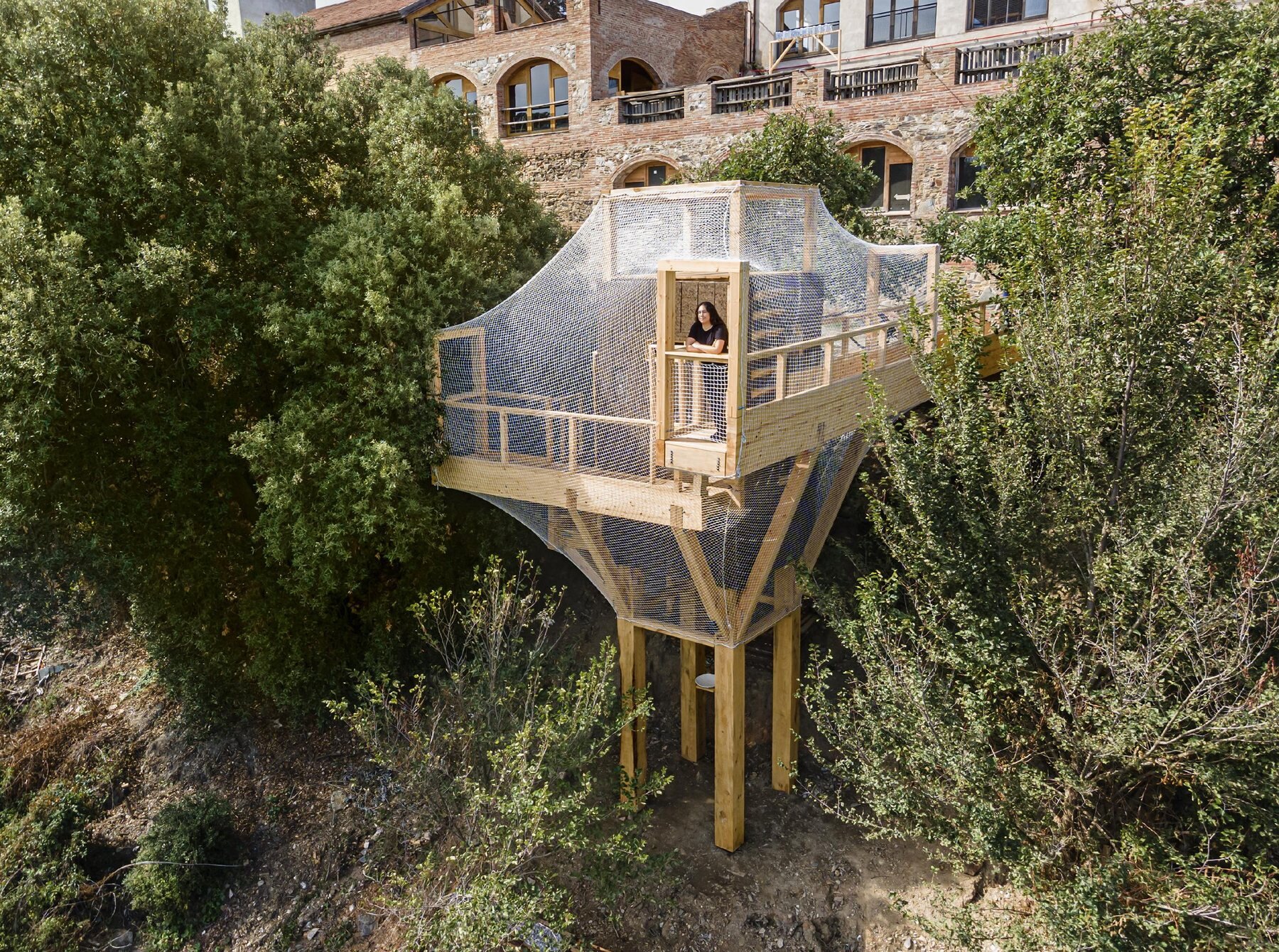 The walkways in use at canopy height.