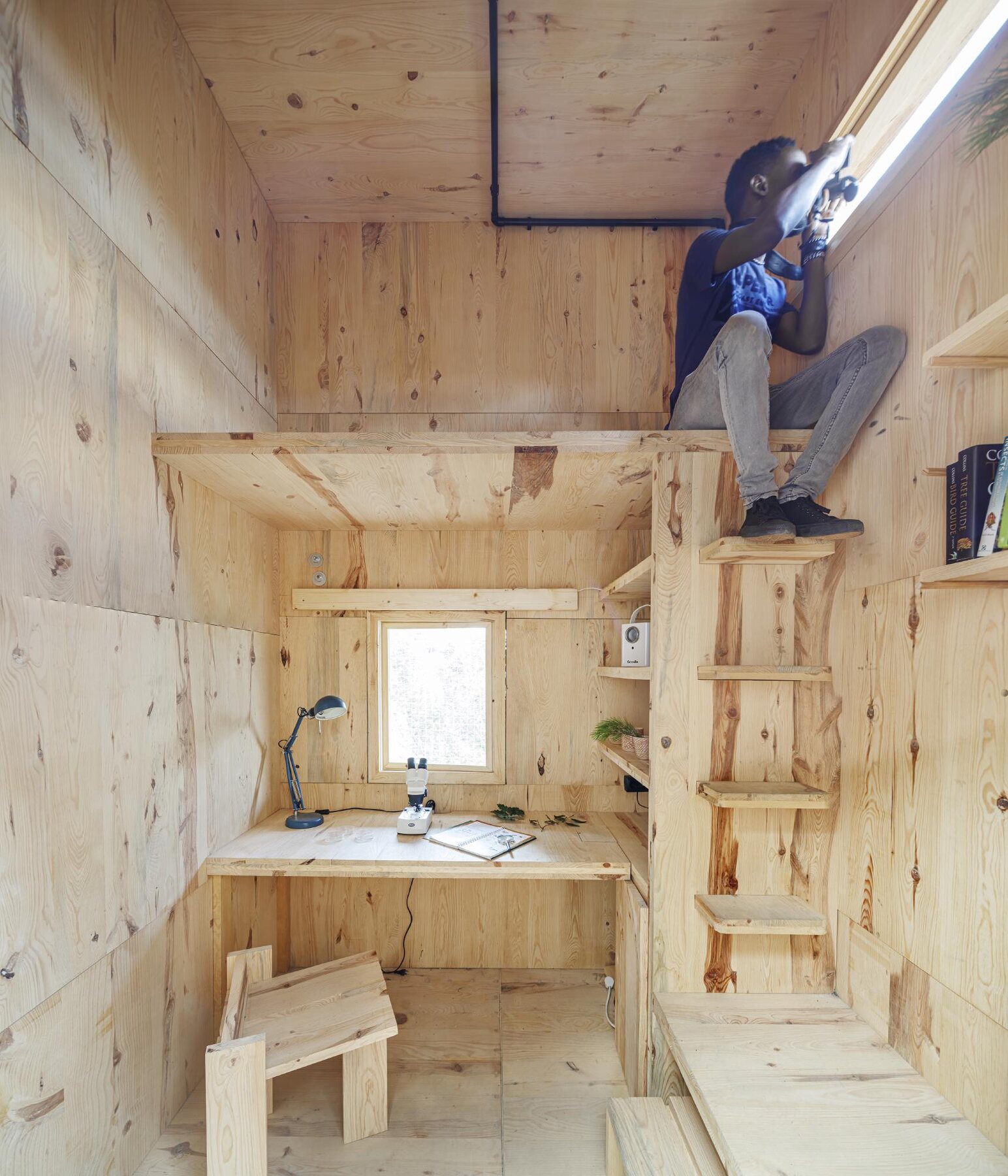 Interior with observation peepholes.
