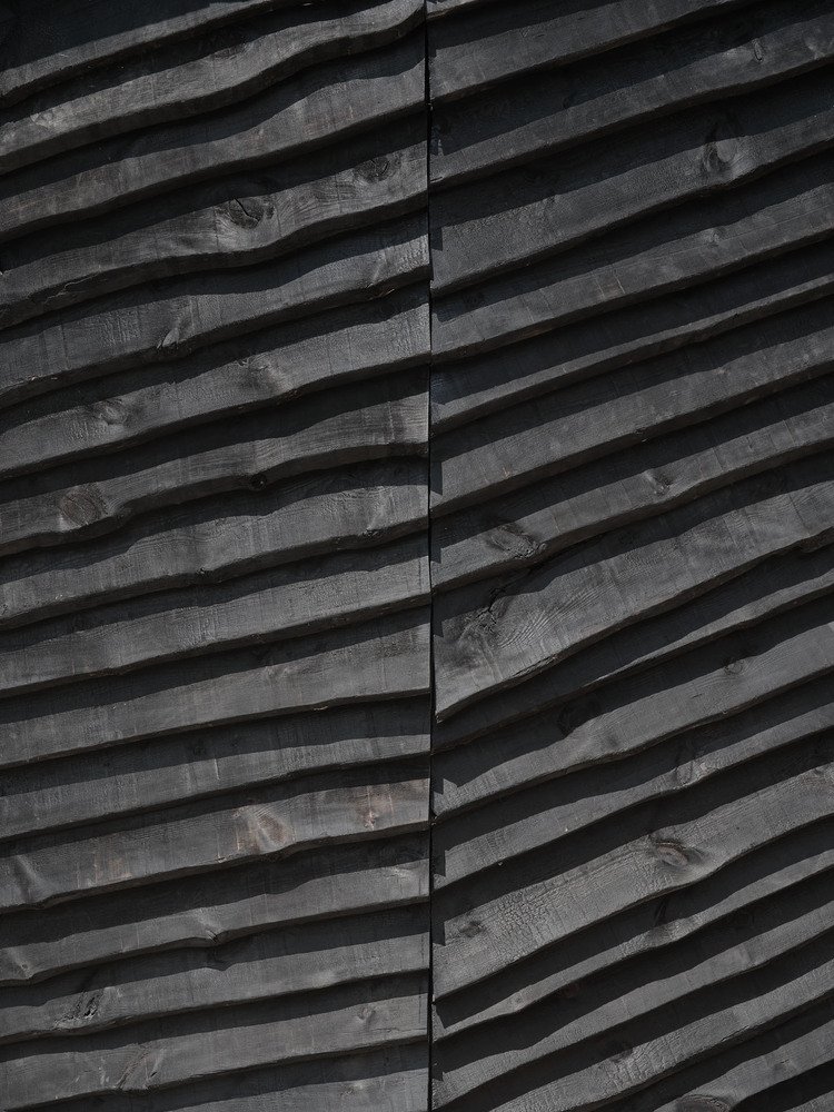 Detail of the shou sugi ban charring.
