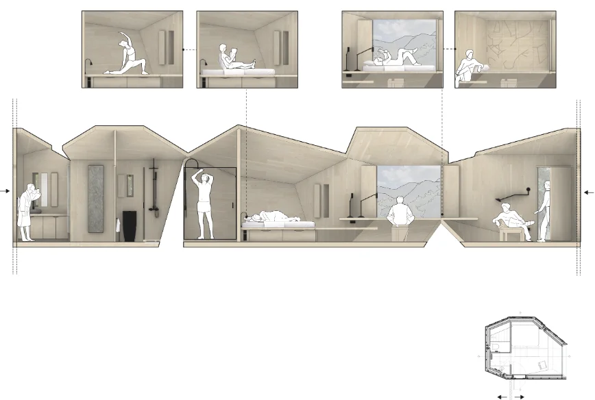 Unfolded section — small footprint, many uses.