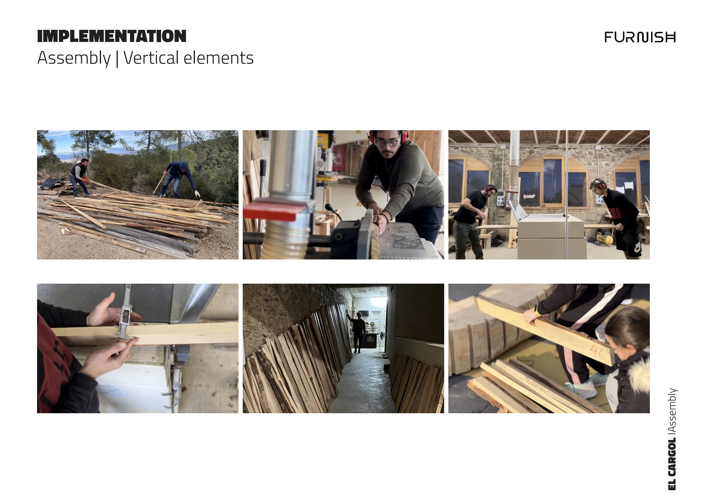 Leveraging waste wood offcuts for El Cargol's vertical elements.