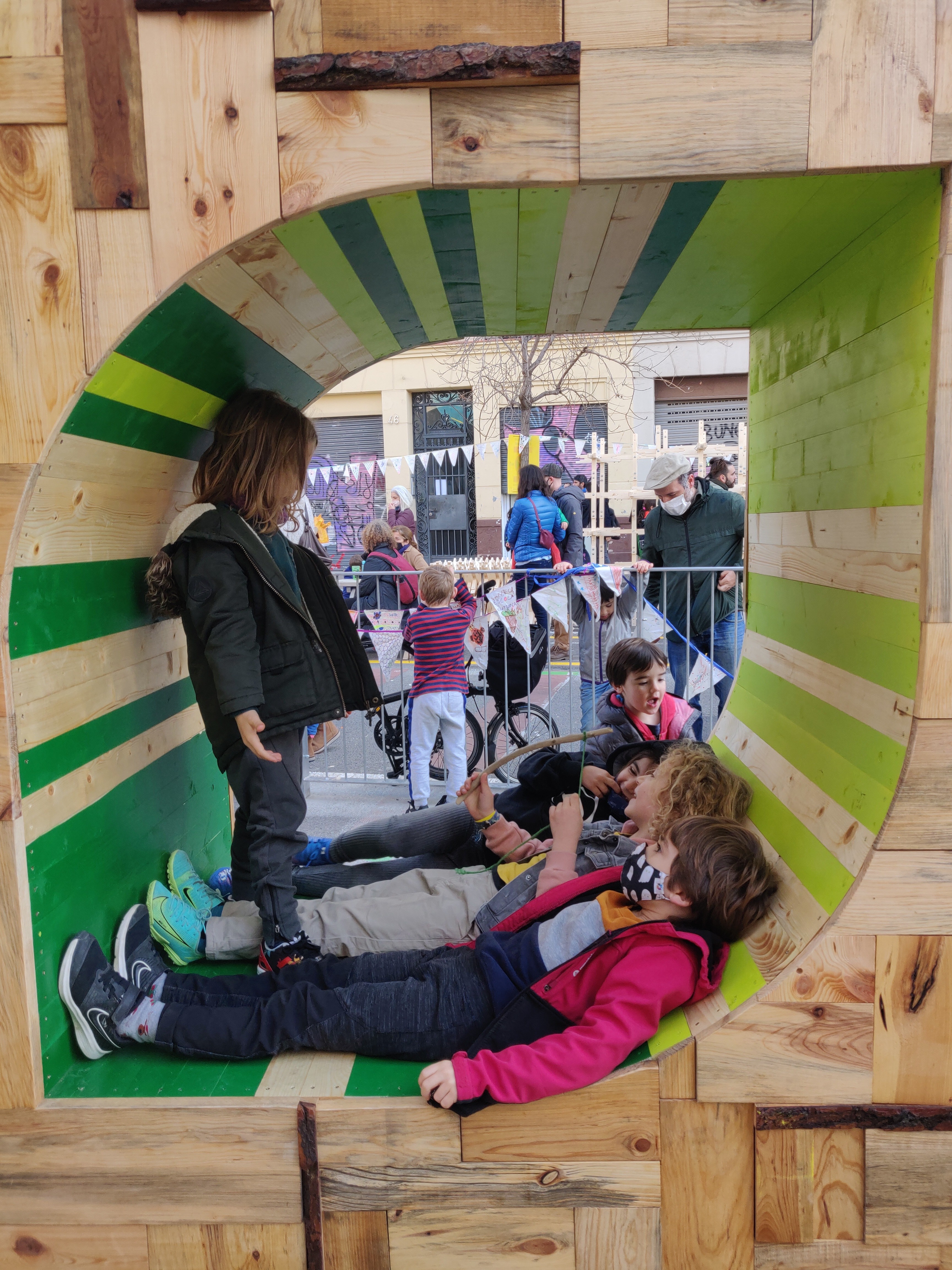 The leaf-shaped porthole references the forest that supplied the wood.