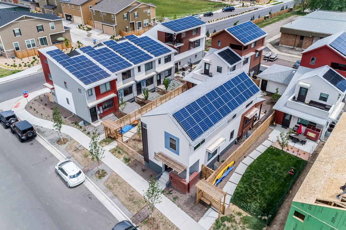 The nation's largest masterplanned net-zero neighborhood, with urban design optimizing solar exposure.