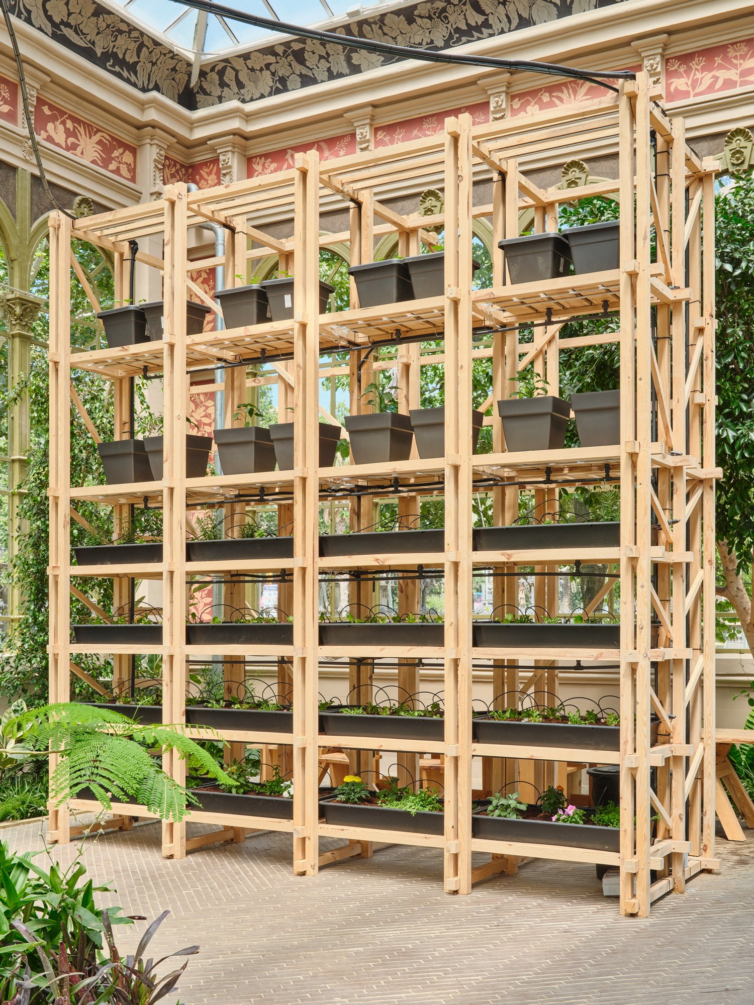 The modular vertical planting system constructed from 0km timber.