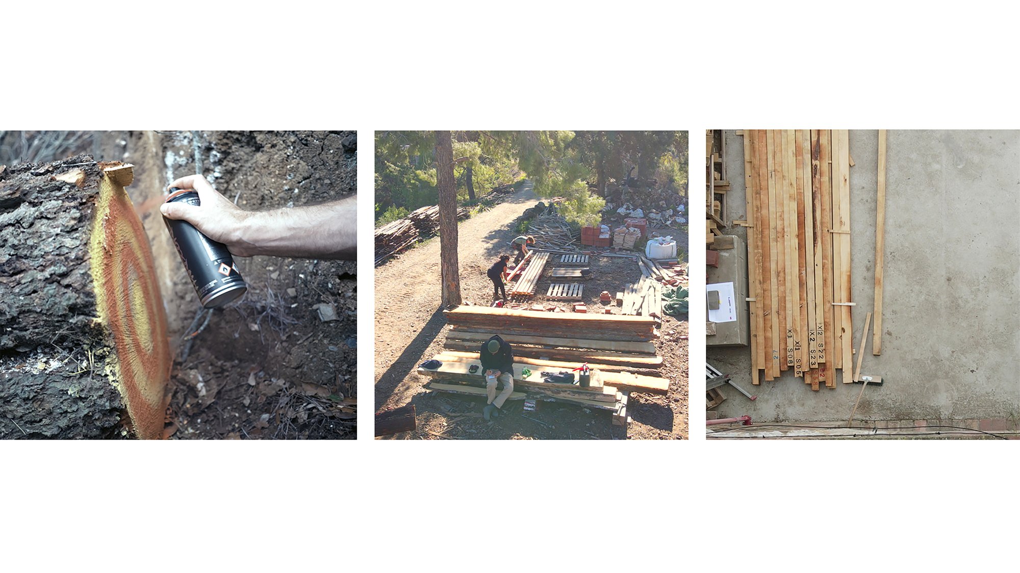 Processing the 0km timber for the exhibition.