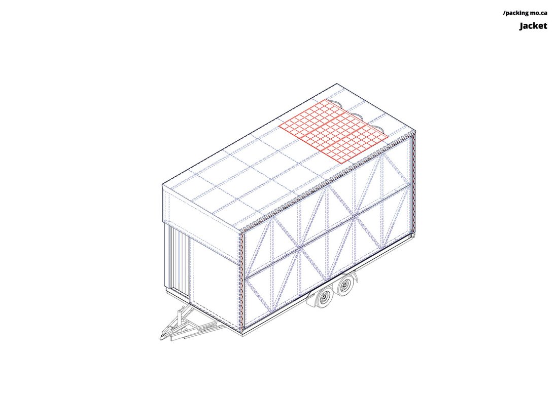 The chassis, jacketed and fitted with its solar roof.