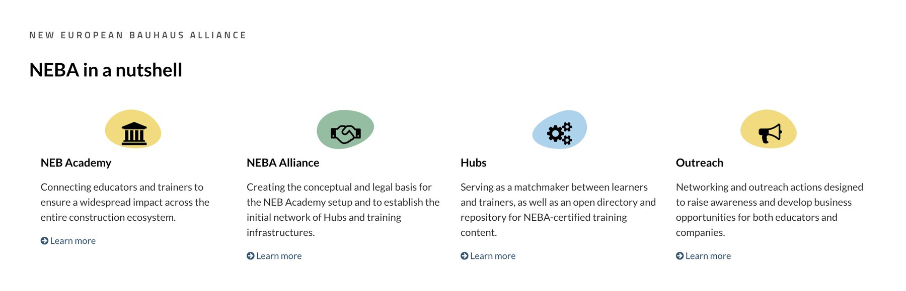 Academy, Alliance, Hubs and Outreach.