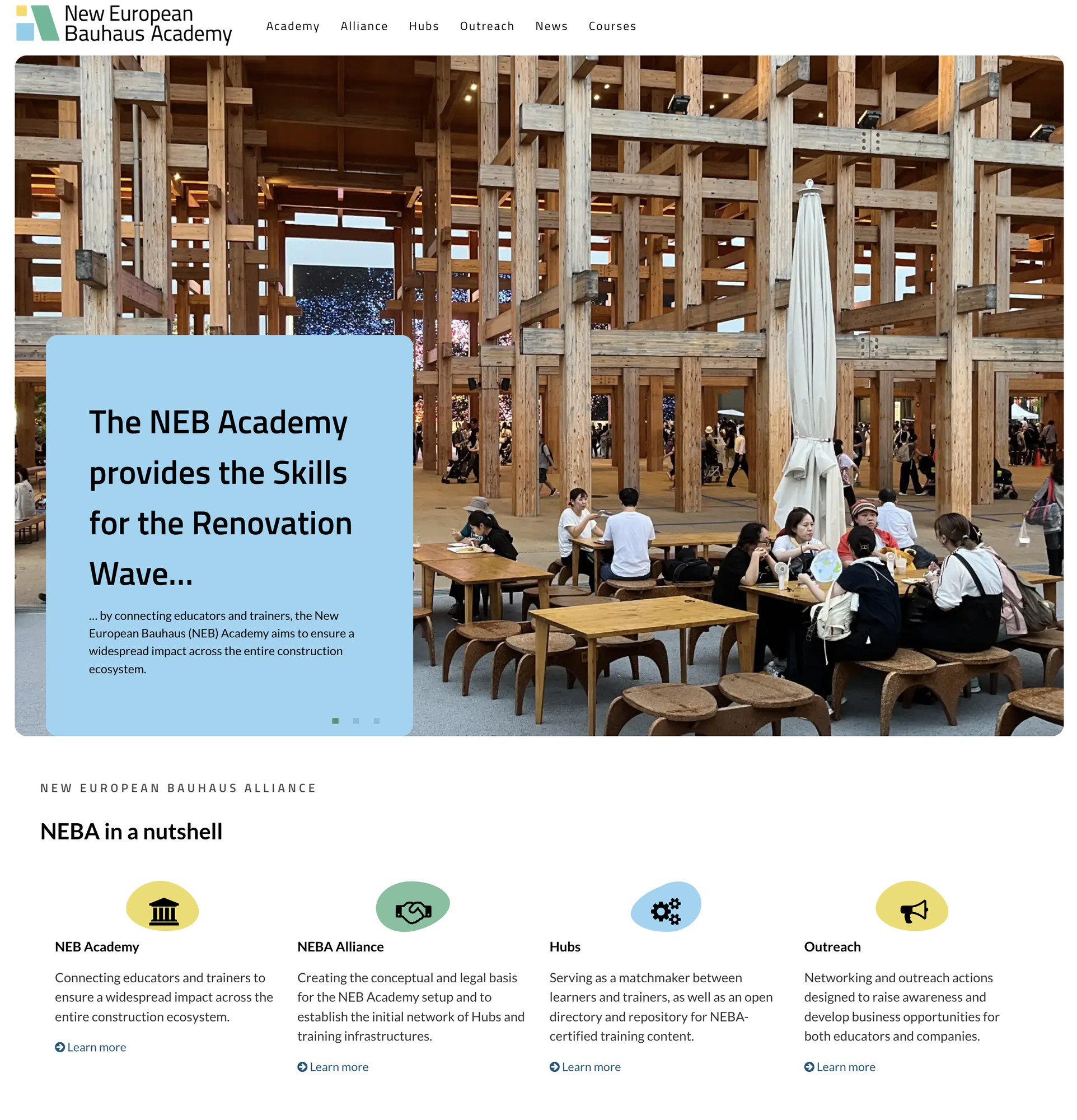 The neb.academy website, launched in 2024.