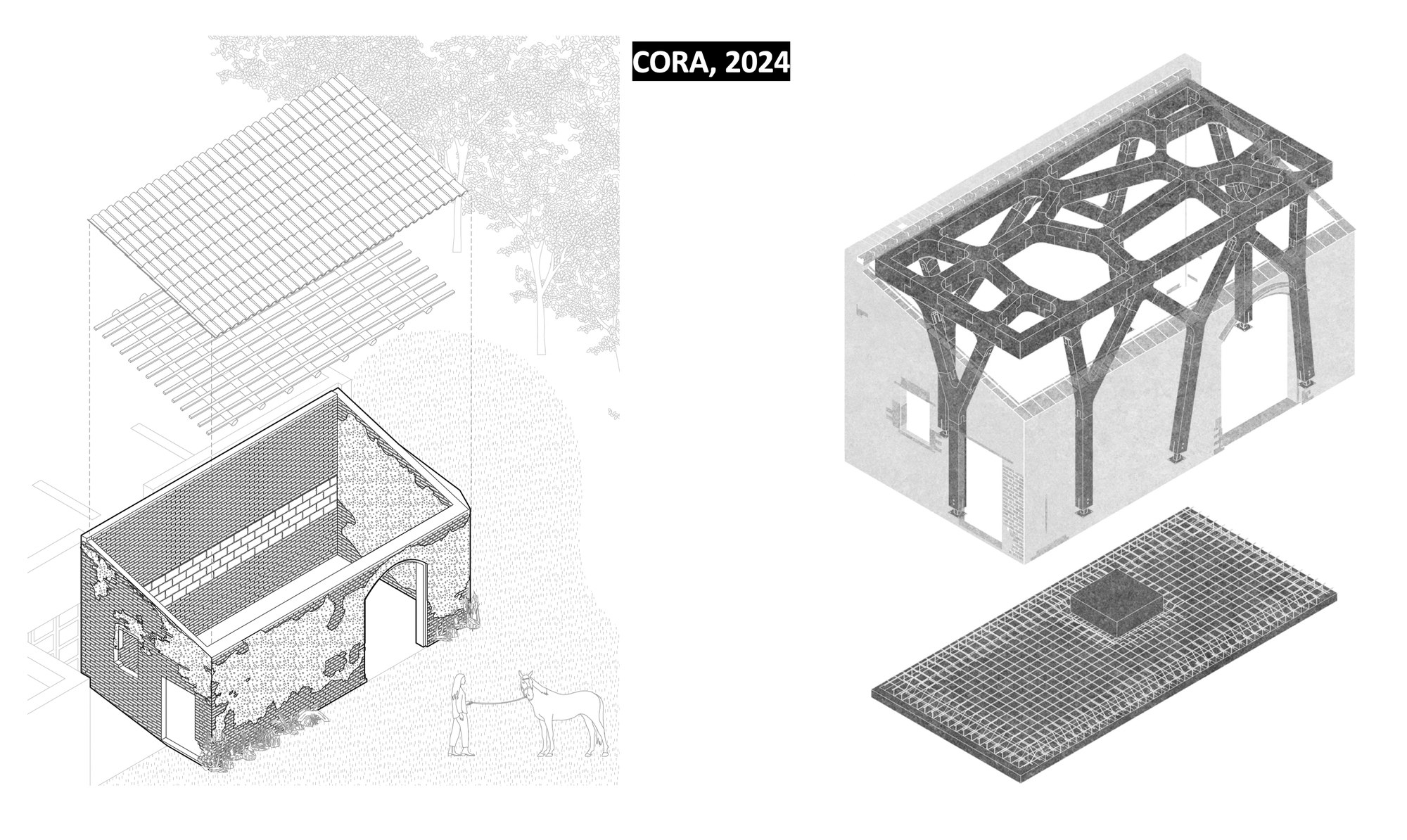 Optoppen scales up and diversifies the same logic of timber-based adaptive reuse demonstrated by IAAC's prototypical design-build projects, like the Cathedral of Robotic Artisans (CORA).