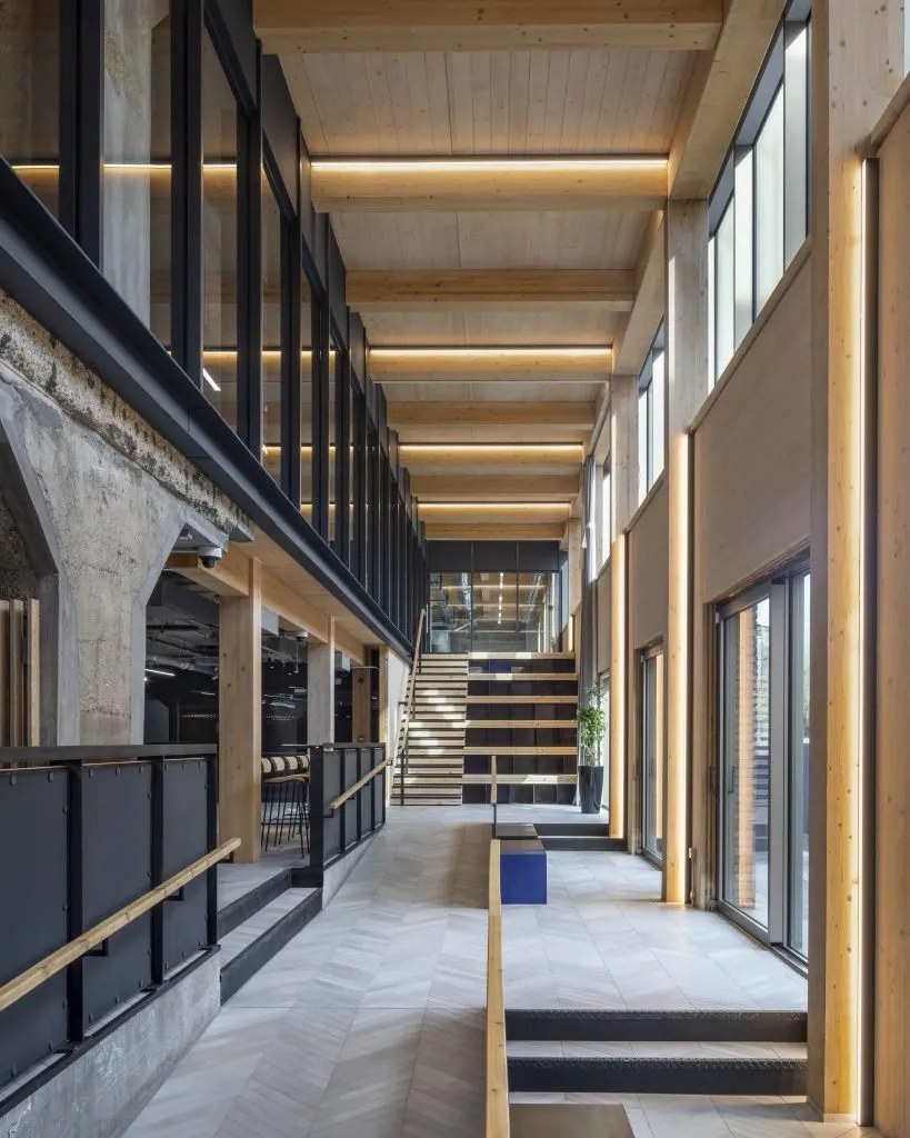 The Gramophone Works interior displays the interaction between the existing building and the new vertical additions.