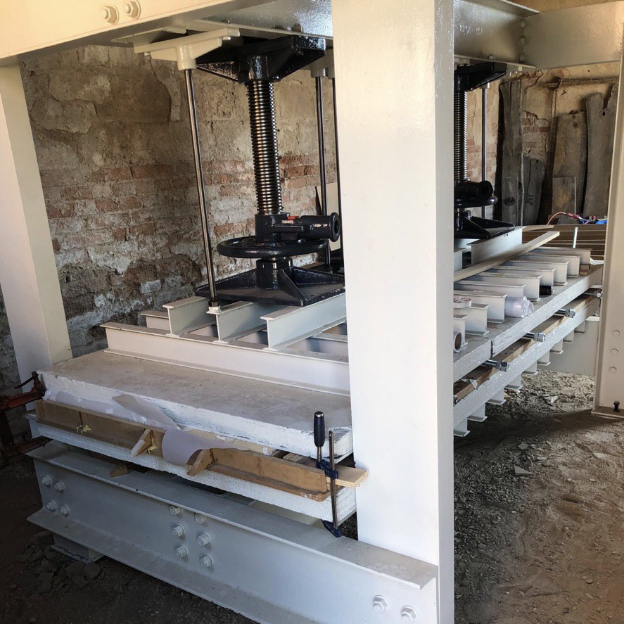 Local lamellae are pressed into CLT panels and other assemblies.