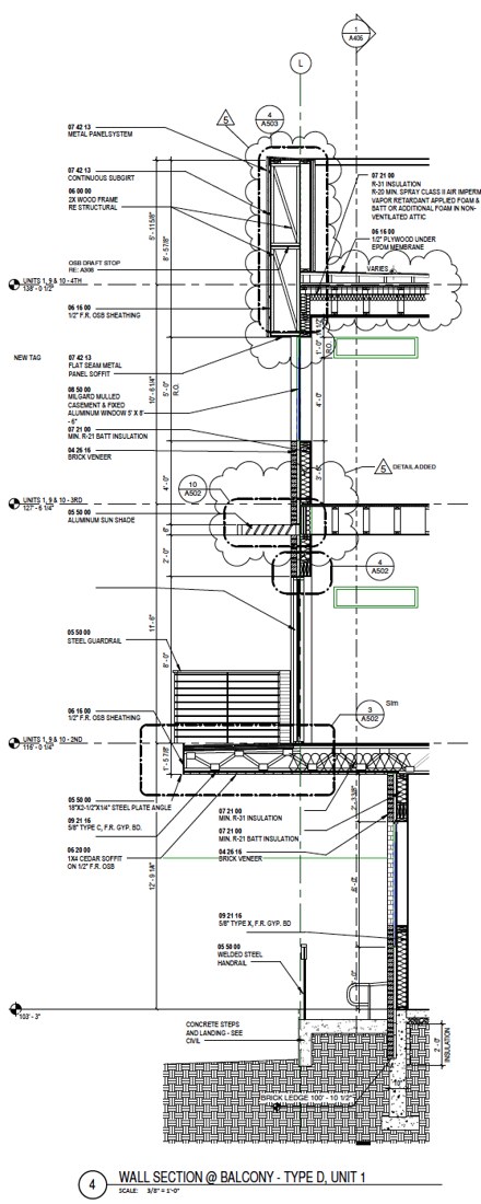Detail wall section.