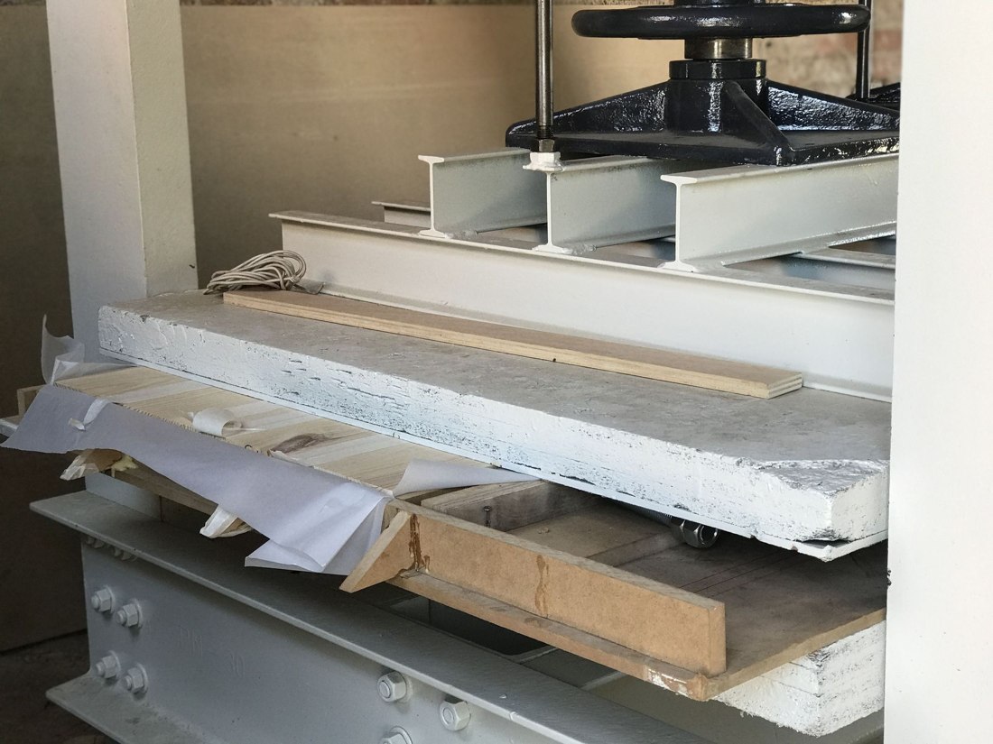 Pressing CLT panels.